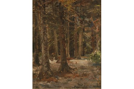 Suninsh Zhanis (1904 - 1993), Forest landscape, 1942, canvas, oil, 65.5 x 51 cm